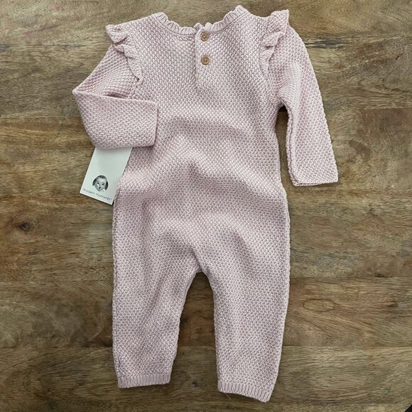 5/$20 NEW 3-6M Girls Pink Knit LS Jumpsuit-Coverall - Picture 4 of 5